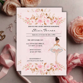 Cute Modern Little Ballerina Photo Baby Shower Inbjudningar