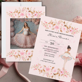 Cute Modern Little Ballerina Photo Baby Shower Inbjudningar
