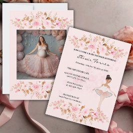 Cute Modern Little Ballerina Photo Baby Shower Inbjudningar