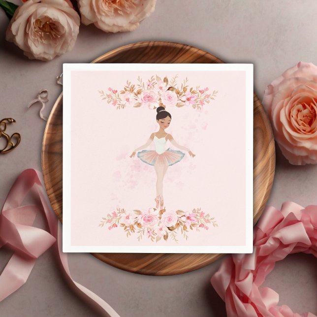 Cute Modern Little Ballerina Photo Baby Shower Pappersservett (Skapare uppladdad)