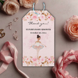 Cute Modern Little Ballerina Photo Baby Shower Presentetikett