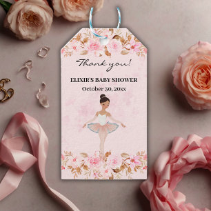 Cute Modern Little Ballerina Photo Baby Shower Presentetikett