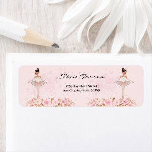 Cute Modern Little Ballerina Photo Baby Shower Returadress Etikett