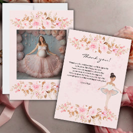 Cute Modern Little Ballerina Photo Baby Shower Tack Kort