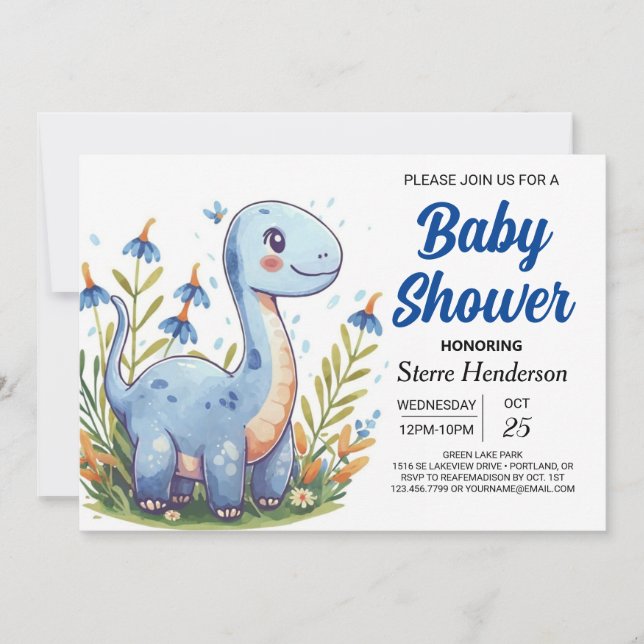 Cute Modern Magic Dinosaur Boy Shower Inbjudningar (Framsida)