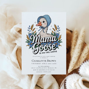 Cute Modern Mamma Goose Baby Shower Inbjudningar