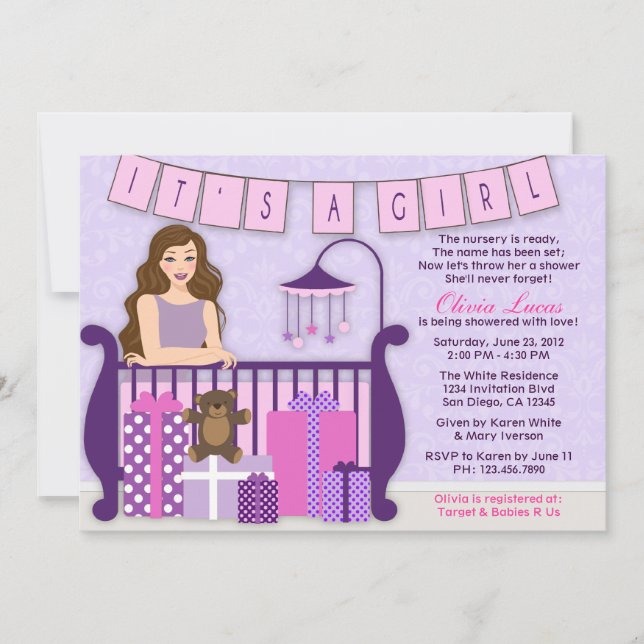 Cute Modern Mamma i Nursery Baby Shower Inbjudan (Framsida)