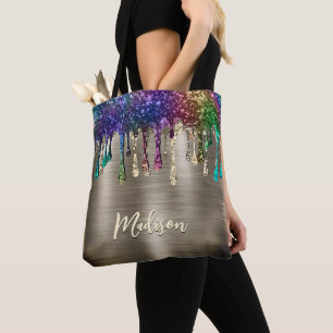 Cute modern Metalic Glitter Drives monogram Tygkasse