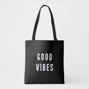 Cute Modern Minimal Black and White Good Vibes Tygkasse