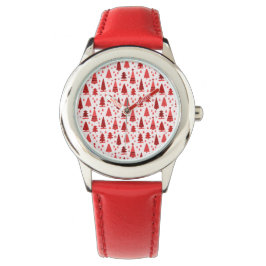 Cute Modern Minimalist Julgran Forest Red Armbandsur