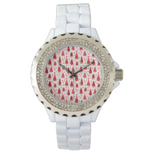 Cute Modern Minimalist Julgran Forest Red Armbandsur