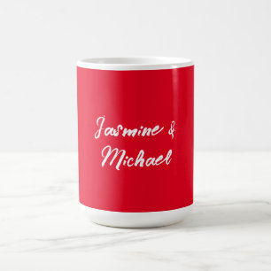 Cute Modern Minimalist Red White Calligraphy Namn Kaffemugg