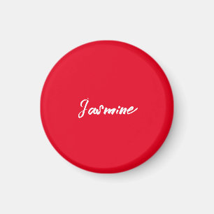 Cute Modern Minimalist Red White Calligraphy Namn Magnet
