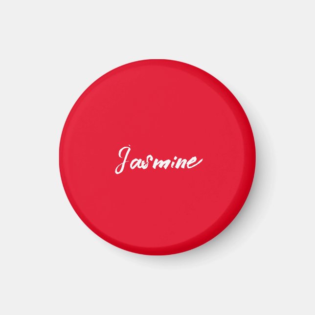 Cute Modern Minimalist Red White Calligraphy Namn Magnet (Framsidan)