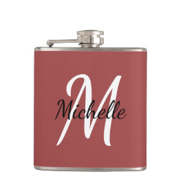 Cute Modern Minimum Red Monogram Namn + Initial Fickplunta