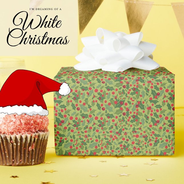 Cute Modern Mistletoe Hollyberry Presentpapper (Skapare uppladdad)