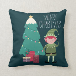 Cute Modern Modern Modern Jul Elf Träd Gift Kudde