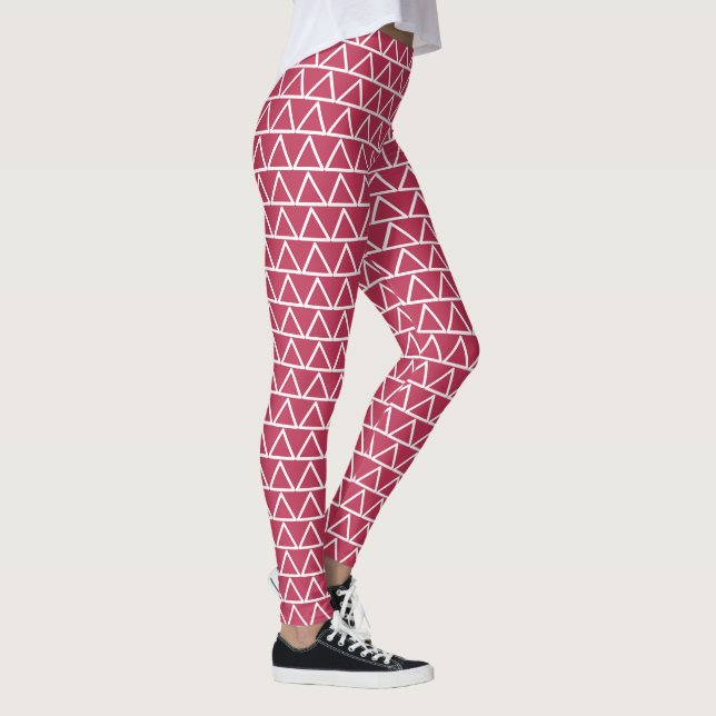 Cute Modern Mönster Chic Sport Trendig Magenta Red Leggings (Höger)
