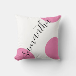 Cute Modern Namn Large Rosa Polka dots Kudde