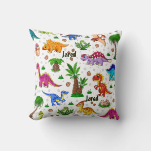 Cute Modern Namn Mönster Dinosaur Nursery Decor Kudde