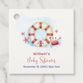 Cute Modern Nautical Crab Starfish Baby Shower Gåvor Etiketter