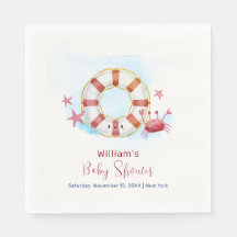 Cute Modern Nautical Crab Starfish Baby Shower