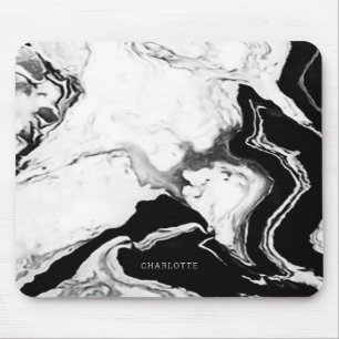 Cute Modern Panda White Black Marble-eget namn Musmatta