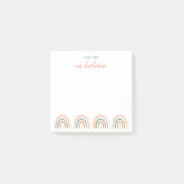 Cute Modern Pastel Boho Rainbow Teacher's Post-it Block
