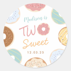 Cute Modern Pastel Donut, andra födelsedagen Runt Klistermärke