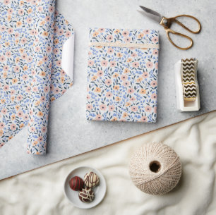 Cute Modern Pastel Flowers Mönster Presentpapper