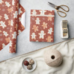 Cute Modern Pawein Ginger Bread Cookie Presentpapper<br><div class="desc">En söt,  viskös vattenfärg som färgats med rött och vitt mönster och som innehåller ingefärgbröd cookie figurer,  för ett unikt presentbyte stil för helgdagarna och varje dag.</div>