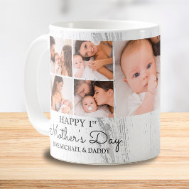 Cute Modern Photo Collage Lycklig första Mors dag Kaffemugg