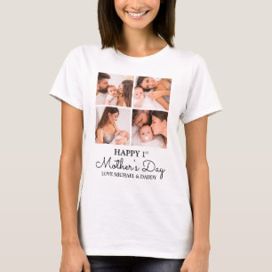 Cute Modern Photo Collage Lycklig första Mors dag T Shirt