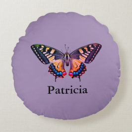 Cute Modern Photography Butterfly Add Namn Rund Kudde