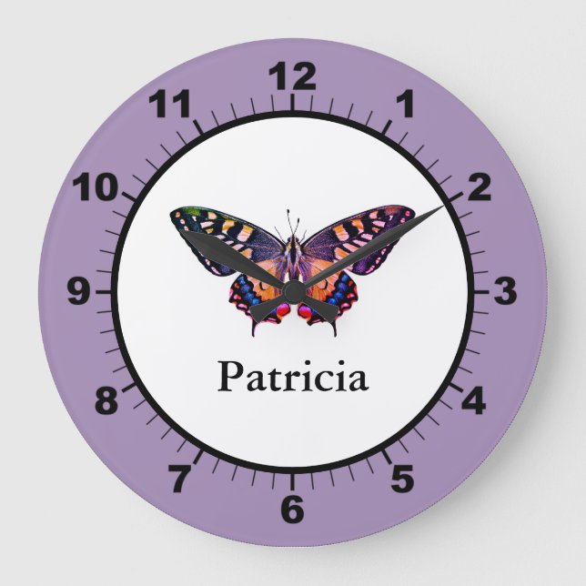 Cute Modern Photography Butterfly Add Namn Stor Klocka (Framsida)