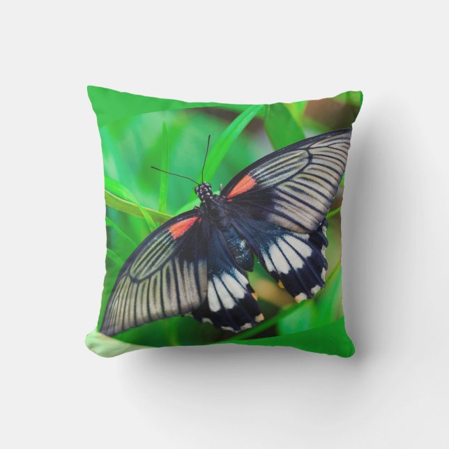 Cute Modern Photography Butterfly and Flower Kudde (Framsida)