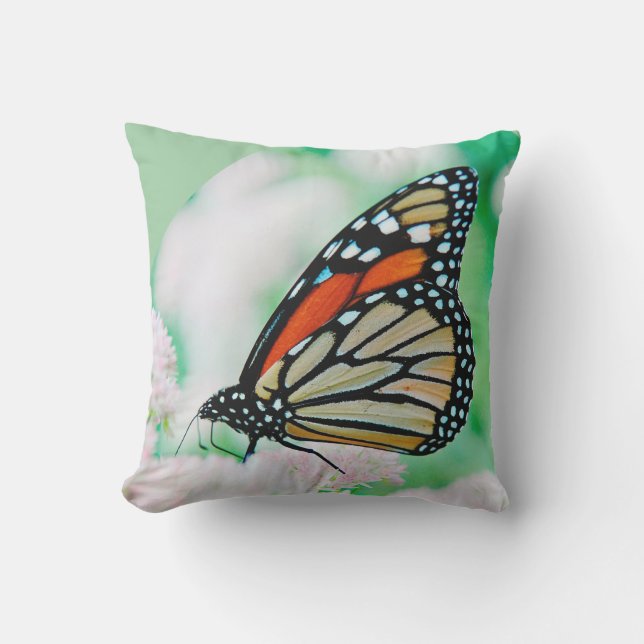 Cute Modern Photography Butterfly and Flower Kudde (Framsida)