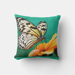 Cute Modern Photography Butterfly Gult Flower Kudde