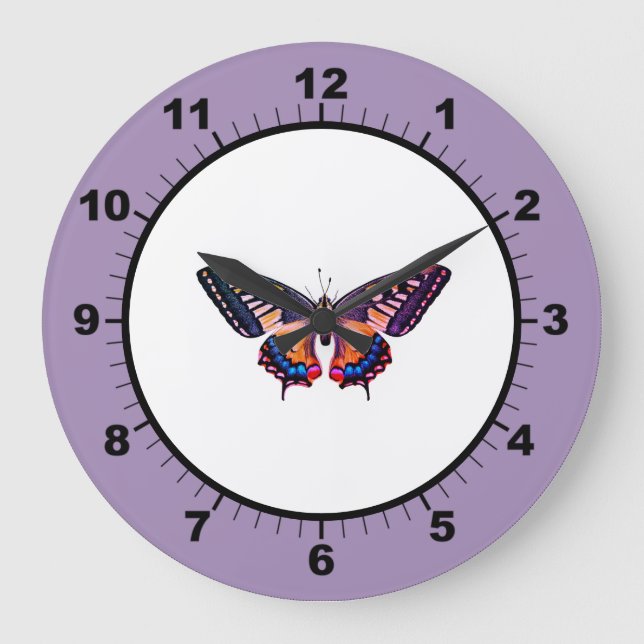 Cute Modern Photography Butterfly Large Clock Stor Klocka (Framsida)