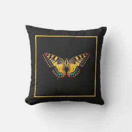 Cute Modern Photography Gult Butterfly Black Kudde