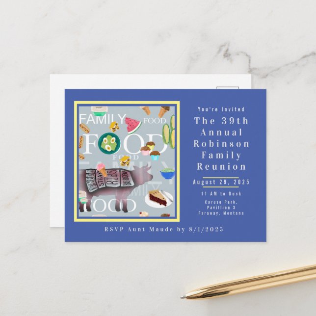 Cute, modern Picnic-mat anpassad för familjen Vykort (Fram/Back In Situ)