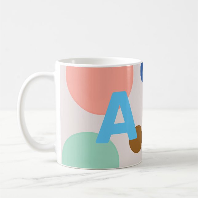 Cute Modern Polka Dot Monogram Kaffemugg (Vänster)