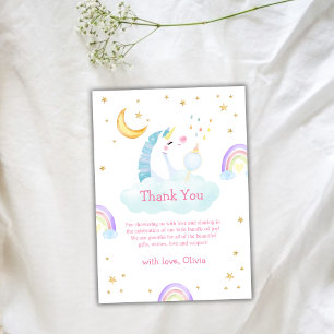 Cute Modern Rainbow Måne Star Unicorn Shower Tack Kort