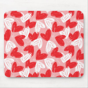 Cute Modern red and white hearts mönster Musmatta