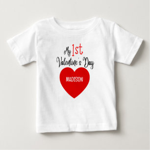 Cute Modern Red Heart Min första Alla hjärtans dag T Shirt