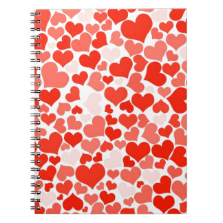 Cute Modern Red Heart Mönster Anteckningsbok Med Spiral