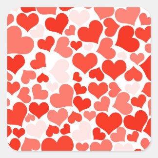 Cute Modern Red Heart Mönster Fyrkantigt Klistermärke
