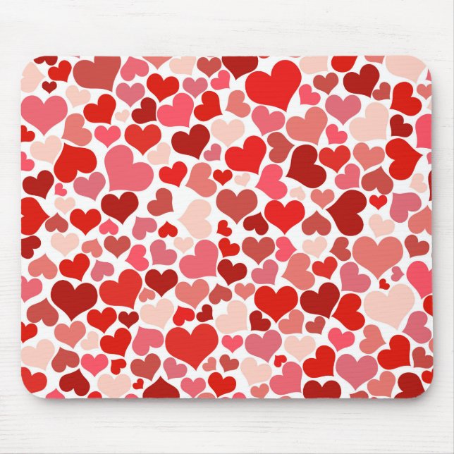 Cute Modern Red Heart Mönster Musmatta (Framsidan)