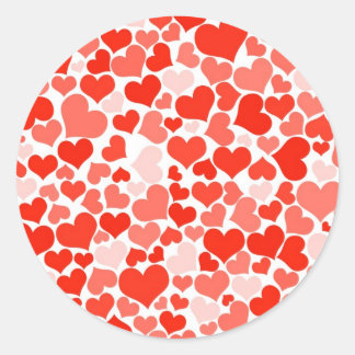 Cute Modern Red Heart Mönster Runt Klistermärke