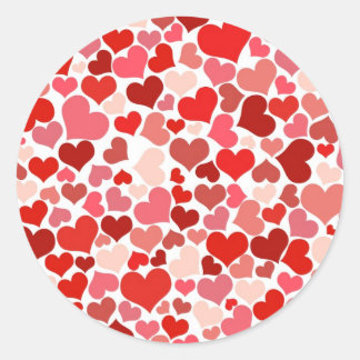 Cute Modern Red Heart Mönster Runt Klistermärke